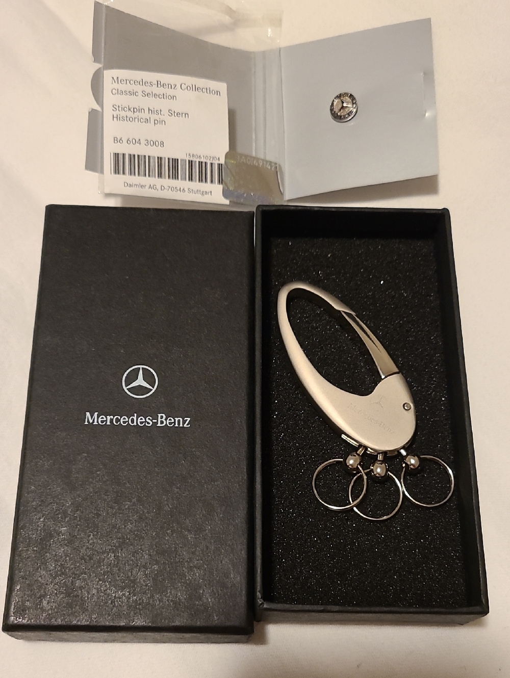 Mercedes Benz Carabiner Keychain Trucker Selection And Stick Pin NWT